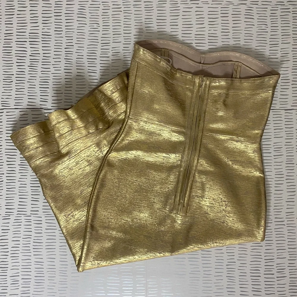 NWT Rosedress Strapless Flute Style Gold Dress - Picture 9 of 10